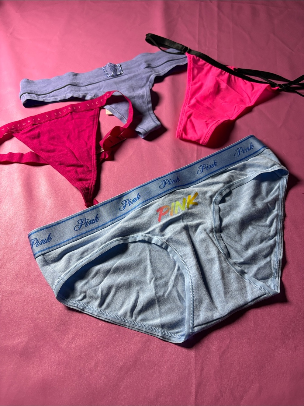 PINK Victoria's Secret Light Blue Logo Boxer Briefs